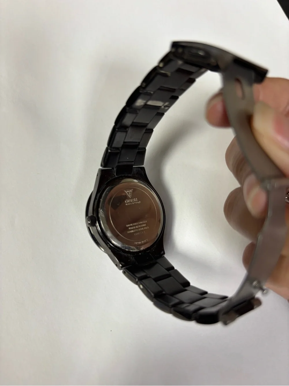 Guess Glisten Stainless Steel Black Bracelet Watch with Crystal Markers